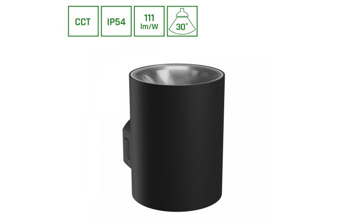 Oprawa na elewację TORRE 9W CCT 3000/4000/6000K IP54 99x78x114mm czarna okrągła jednokierunkowa | SLI003021CCT_PW Wojnarowscy