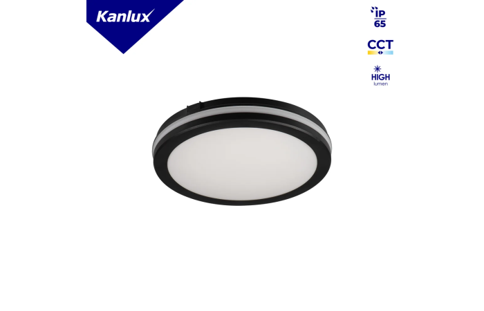 Plafon LED BENO ECO 12W CCT O B 3000/4000/6500K 1050 (WW) / 1150 (NW) / 1100 (CW)lm IP65 czarny | 38381 Kanlux