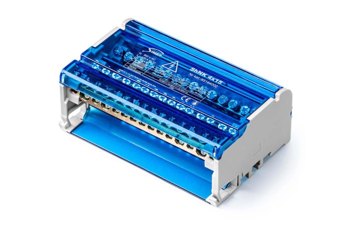 Czterobiegunowy modułowy blok rozdzielczy ShNK 4x15 szary | 85144002 Simet