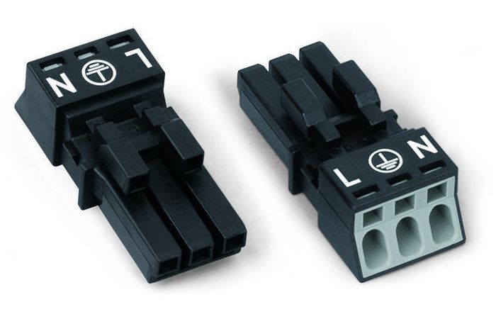 Gniazdo bez obudowy odciążającej przewody 3-bieg., czarny | 890-203 Wago