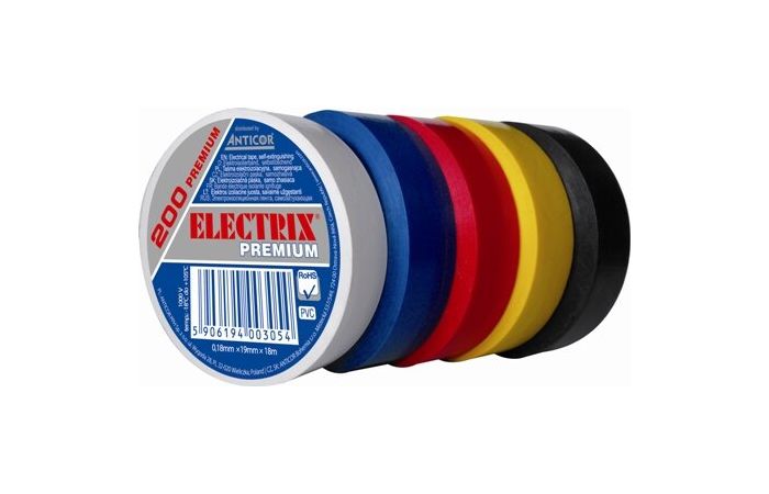 Taśma izolacyjna ELECTRIX 200 PREMIUM 19mmx18m, czerwona | PE-200P182-0019018 Anticor