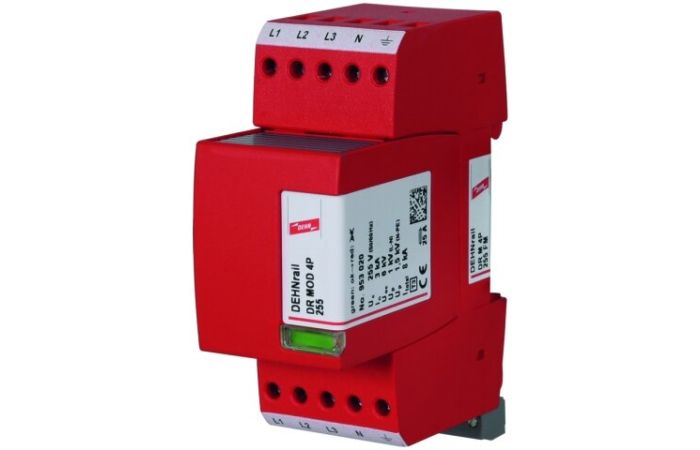 Ogranicznik przepięć DEHNrail M 4P 255V, 4-biegunowy do sieci 230 VAC, DR M 4P 255 | 953400 Dehn