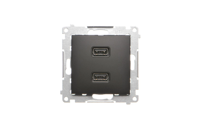 Ładowarka 2xUSB (moduł), 2.1 A, 5V DC, 230V, czarny mat, Simon 54 | DC2USB.01/49 Kontakt Simon