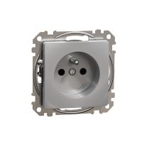 Gniazdo zasilające 2P+PE z przesłonami torów prądowych, srebrne aluminium, Sedna Design & Elements | SDD113011 Schneider Electric