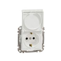 Gniazdo zasilające schuko z przesłonami torów prądowych IP44, białe, Sedna Design & Elements | SDD211023 Schneider Electric