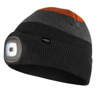 Czapka z latarką LED, czarno-szaro-pomarańczowa WARM z latarką | 81-631 NEO TOOLS