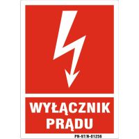 Tablica samoprzylepna 74x105 "WYŁĄCZNIK PRĄDU" NOZ3-WP | NOZ3-WP Trytyt