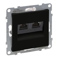 Gniazdo 2XRJ45/kat 6A STP, czarny, Suno | 721459 Legrand