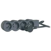 Przedłużacz STANDARD 4X2P+Z, z przewodem 1,5m 3x1,0mm2 czarny/grafitowy | 049477 Legrand