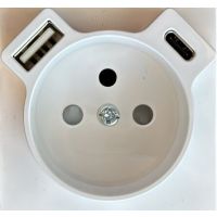 Element centralny do gniazda z uziemieniem z USB typ A + C (Logus 90 / Base) biały | 90650TBR Efapel