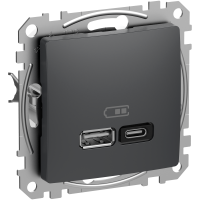 Gniazdo ładowania USB A+C 45W czarny antracyt Sedna Design & Elements | SDD114404 Schneider Electric