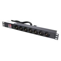 Listwa zasilająca 1U, 7 gniazd EU, z wyłącznikiem, 2m RACK 19" EXTRALINK | EX.12967 Batna