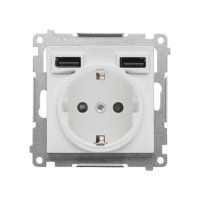 Gniazdo schuko ze zintegrowaną ładowarką 2xUSB A (moduł), Jasnoszary mat Simon 55 | TGSZ1ZUSB2AA.01/114 Kontakt Simon