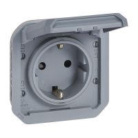 Gniazdo pojedyncze z/u Schuko 2P+Z 16A 250V IP55 zaciski śrubowe (mechanizm) szary, Nowe Plexo | 069571L Legrand