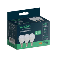 Żarówka LED V-TAC 4,5W E14 P45 kulka (opak. 3szt) VT-2156 2700K 470lm | 3800157680332 LED EUROPE