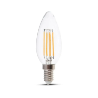 Żarówka LED V-TAC 4W filament E14 świeczka ściemnialna VT-2304D 3000K 400lm | 3800157676540 LED EUROPE