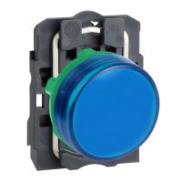 Wskaźnik świetlny Fi-22mm niebieski zwykła soczewka zintegrowana LED 24V | XB5AVB6 Schneider Electric