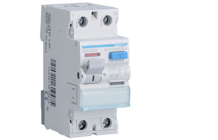 Wyłącznik r&oacute;żnicowoprądowy 2P 40A 30mA 6kA typ A | CDA240J Hager