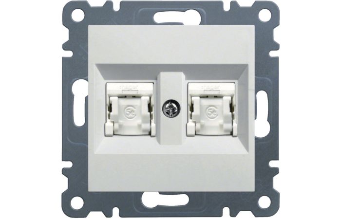 Gniazdo komputerowe podwójne RJ45 kat.6 UTP, biały, Lumina | WL2160 Hager