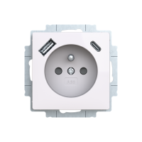 Gniazdo z bolcem i przesłonami z USB A+C biały, Zoni | 2CHT693257A4500 ABB