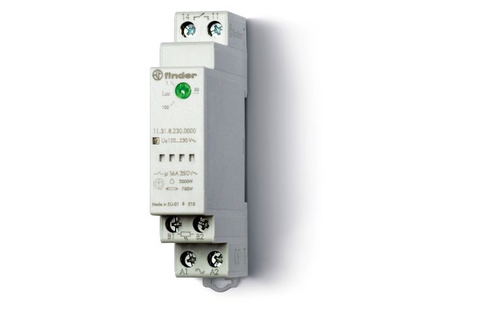 Wyłącznik zmierzchowy 1Z 16A 230V obudowa modułowa IP20 z czujnikiem zewnętrznym 1-100 lux | 11.31.8.230.0000 Finder