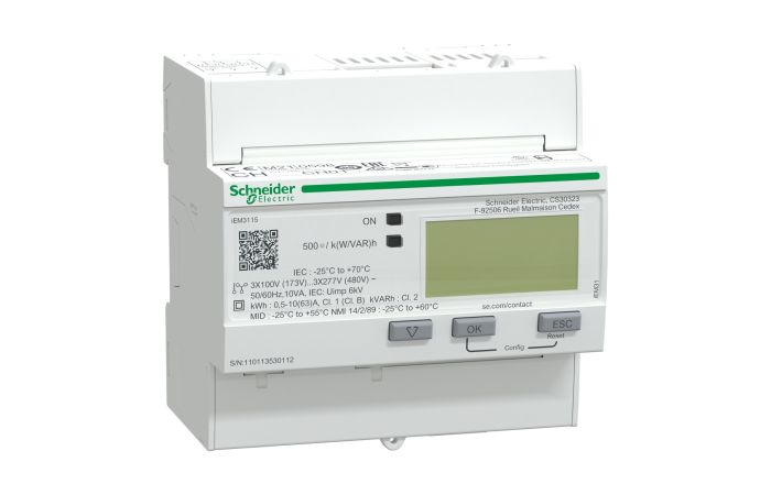 Licznik energii elektrycznej 1/3-faz 63A 100-277/173-480V kl.1 MID taryf cyfr moduł iEM3115 Acti 9 | A9MEM3115 Schneider Electric