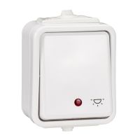 Przycisk hermetyczny natynkowy światło z podświetleniem 10A IP44 biały, Cedar | WNT102CS01 Schneider Electric