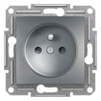 Gniazdo 2P+PE z przesłoną bez ramki, stal Asfora | EPH2800262 Schneider Electric