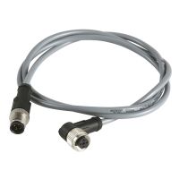 Kabel łączący OsiSense XZ proste męskie M12 4 piny kolankowe żeńskie M12 4 piny PVC 1m | XZCRV1512041C1 Telemecanique Sensors