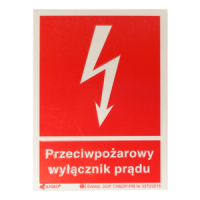 Tabliczka PPOŻ PRZECIWPOŻAROWY WYŁĄCZNIK PRĄDU | PPOŻ-7223\P01 Spamel