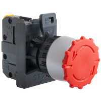 Przycisk sterowniczy bezpieczeństwa, pierścień niklowany, styki 1NC | ST22-B-01\. Spamel