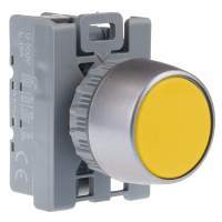 Przycisk sterowniczy kryty, pierścień niklowany, styki 1NO+1NC, żółty | SP22-KG-11\. Spamel