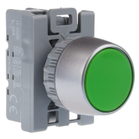 Przycisk sterowniczy kryty, pierścień niklowany, styki 2NO, zielony | SP22-KZ-20\. Spamel