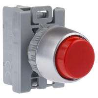 Przycisk wystający, pierścień niklowany, 1 roz, czerwony | SP22-WC-01\. Spamel