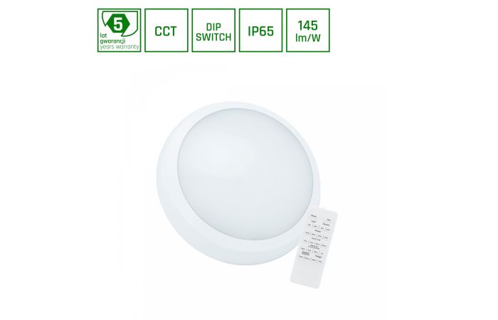 Plafon LED z czujnikiem NYMPHEA CITY PRO2 18/24W 1800/2400lm CCT IP65 IK08 320mm biały okrągły 5 lat | SLI031039CCT_PW_SENSOR Wojnarowscy