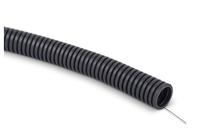 Rura giętka karbowana z pilotem PVC RKSSP 25/20 750N samogasnąca, szara (50m) | 10347 TT Plast