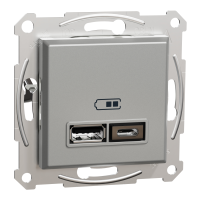 Asfora, gn.ład.USB A+C 2,4A, bez r., alu | EPH2700361 Schneider Electric