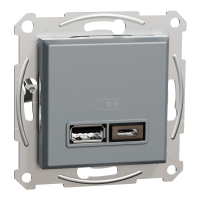 Asfora, gn.ład.USB A+C 2,4A, bez r.,stal | EPH2700362 Schneider Electric