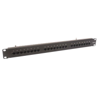 Panel kat. 5e 19" 1U 24xRJ45 UTP czarny z półką | CCAS-PA5E-24UTP-O securityNET