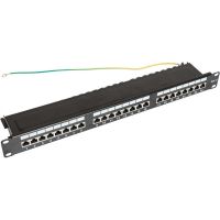 Panel kat. 6 19" 1U, 24xRJ45 FTP czarny z półką | CCAS-PA6-24STP-O-2 securityNET