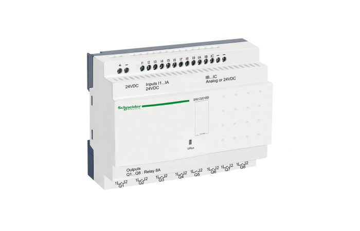 Przekaźnik inteligentny 12-wejść D/8-wyjść P 24VDC, Zelio Logic | SR2D201BD Schneider Electric