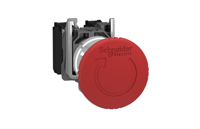 Przycisk bezpieczeństwa Fi-40mm 2R IP66 przez obrót metalowy, bez podświetlenia czerwony | XB4BS8444 Schneider Electric