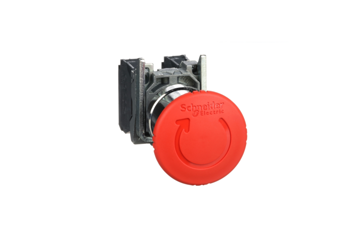 Przycisk bezpieczeństwa Fi-40mm 1Z 1R IP66 przez obrót metalowy, bez podświetlenia czerwony | XB4BS8445 Schneider Electric