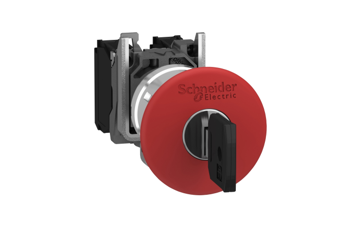 Przycisk bezpieczeństwa Fi-40mm 1Z 1R IP66 bez podświetlenia klucz 455 metalowy, czerwony | XB4BS9445 Schneider Electric