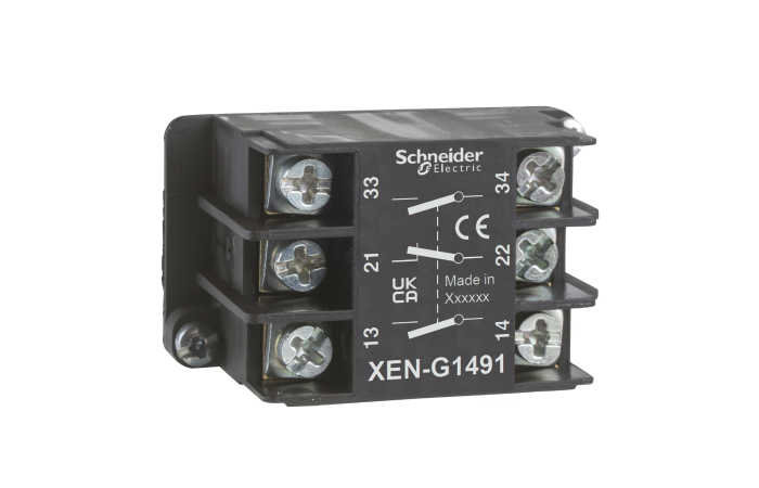 Blok styków z samopowrotem 1NC 2NO montaż czołowy | XENG1491 Schneider Electric