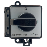 Łącznik krzywkowy 16A, rozłącznik 0-1 (1-biegun), mocowanie bazo szynowe czoło szare pokrętło czarne | SK16-1.825\BS23 Spamel