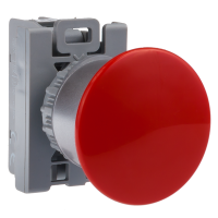 Przycisk sterowniczy grzybkowy, pierścień niklowany, styki 1NC, czerwony | SP22-DC-01\. Spamel