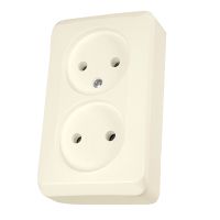 Gniazdo podwójne bez uziemienia beżowe, Prima | WDE001140 Schneider Electric