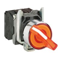 Przełącznik 3 położeniowy podświetlany Fi-22mm pomarańczowyowy 24V NO NC | XB4BK135B5 Schneider Electric