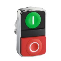 Główka przycisku podwójnego płaski zielony/czerwony z samopowrotem metalowy Harmony XB4 | ZB4BA7341 Schneider Electric